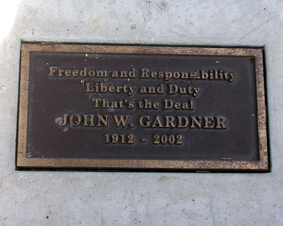 John W. Gardner bench plaque