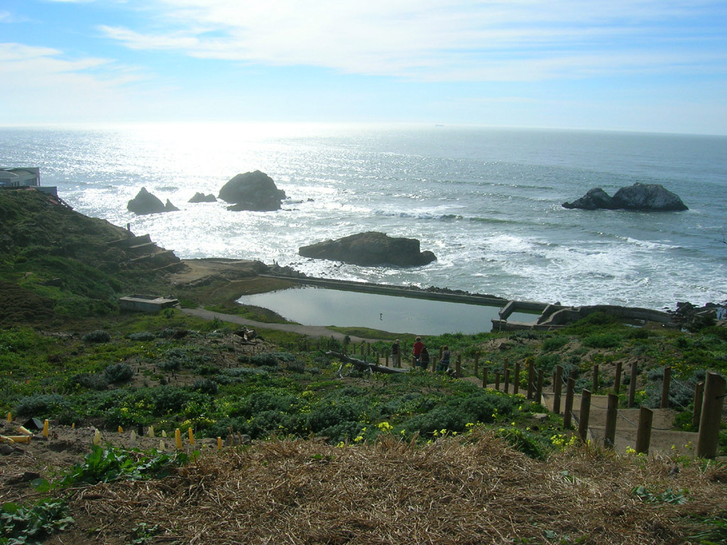 view from the Coastal Trail of the Sutro Baths ruin